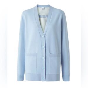 Burberry Horseferry Square Wool Blend Jacquard Cardigan size L